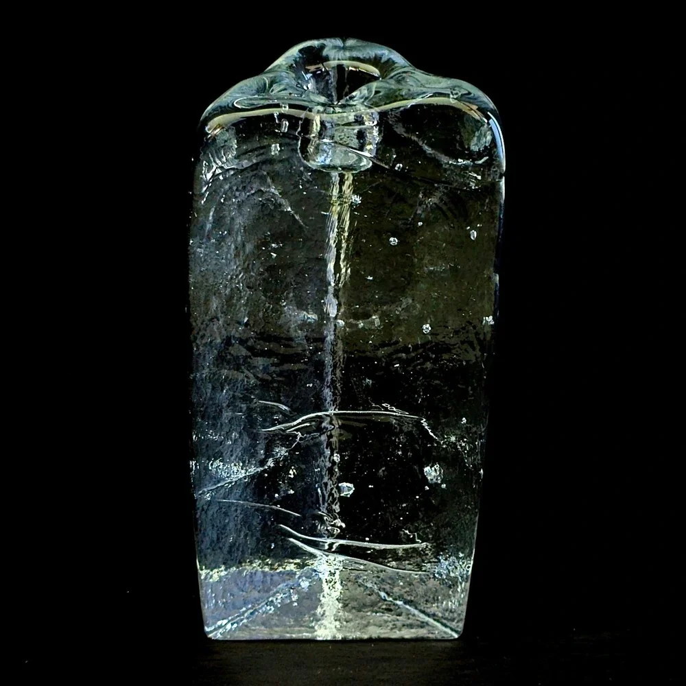 Iittala Arkipelago Glass Candle Holder Timo Sarpaneva Finland Triangle Ice 5.75